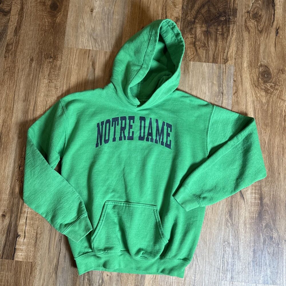 Youth Notre Dame Green Pullover Sweatshirt Hoodie Size Large Unisex Fanatics